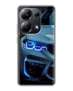Чехол для Xiaomi POCO M6 Pro с картинкой «Взгляд BMW с синими фарами»