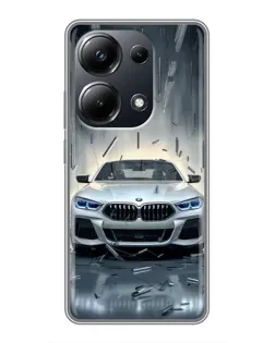 Чехол для Xiaomi POCO M6 Pro с картинкой «BMW в свете фар»