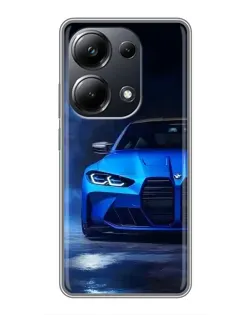 Чехол для Xiaomi POCO M6 Pro с картинкой «Голубая BMW M4»