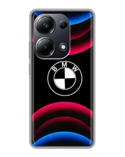 Чехол для Xiaomi POCO M6 Pro с картинкой «Логотип BMW и неоновые дуги»