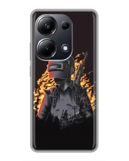 Чехол для Xiaomi POCO M6 Pro с картинкой «PUBG — огненный силуэт»