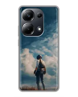 Чехол для Xiaomi POCO M6 Pro с картинкой «Герой PUBG на скале»