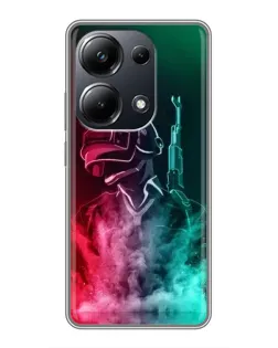 Чехол для Xiaomi POCO M6 Pro с картинкой «PUBG — огненный воин»