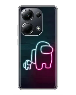 Чехол для Xiaomi POCO M6 Pro с картинкой «Among Us неон-арт»