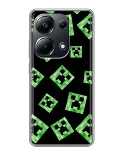 Чехол для Xiaomi POCO M6 Pro с картинкой «Паттерн с криперами»
