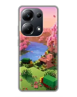 Чехол для Xiaomi POCO M6 Pro с картинкой «Розовое дерево Minecraft»