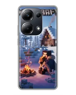 Чехол для Xiaomi POCO M6 Pro с картинкой «Зимний Minecraft»