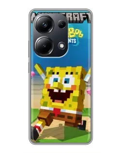 Чехол для Xiaomi POCO M6 Pro с картинкой «Губка Боб Minecraft»