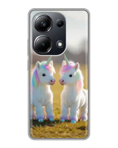 Чехол для Xiaomi POCO M6 Pro с картинкой «Пара единорогов»