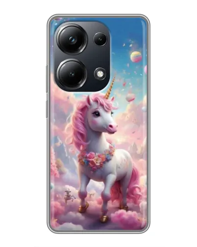 Чехол для Xiaomi POCO M6 Pro с картинкой «Единорог среди облаков»