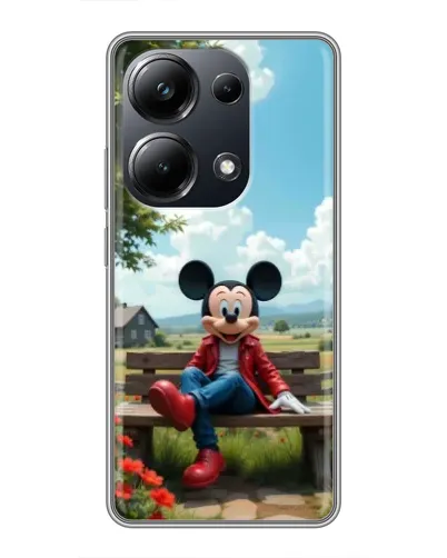 Чехол для Xiaomi POCO M6 Pro с картинкой «Микки на скамейке»