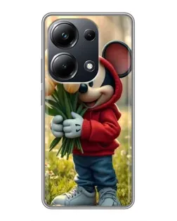 Чехол для Xiaomi POCO M6 Pro с картинкой «Микки с тюльпанами» Чехол для Xiaomi POCO M6 Pro с картинкой «Микки с тюльпанами»
