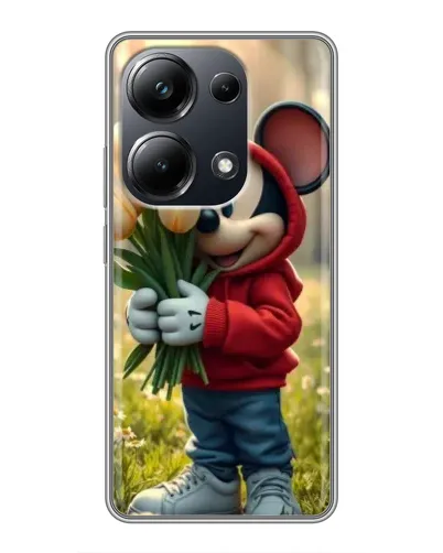 Чехол для Xiaomi POCO M6 Pro с картинкой «Микки с тюльпанами»