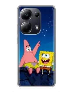 Чехол для Xiaomi POCO M6 Pro с картинкой «Губка Боб и Патрик ночью» Чехол для Xiaomi POCO M6 Pro с картинкой «Губка Боб и Патрик ночью»