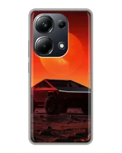 Чехол для Xiaomi POCO M6 Pro с картинкой «Cybertruck на Марсе»