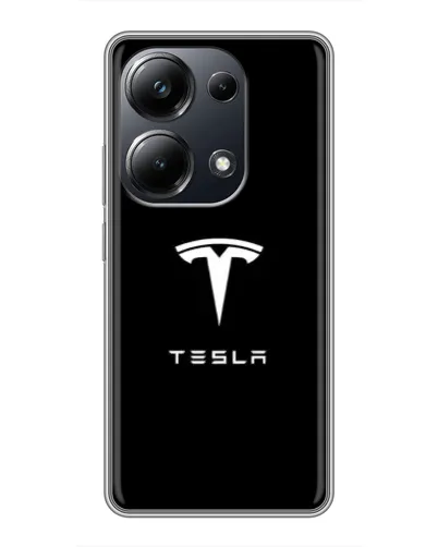 Чехол для Xiaomi POCO M6 Pro с картинкой «Tesla White Logo»