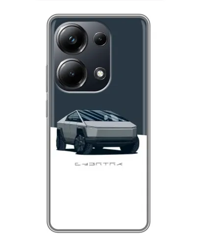 Чехол для Xiaomi POCO M6 Pro с картинкой «Серебристый Cybertruck Tesla»