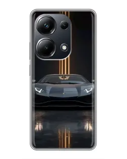 Чехол для Xiaomi POCO M6 Pro с картинкой «Lamborghini золотые линии»