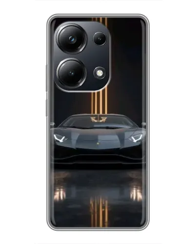 Чехол для Xiaomi POCO M6 Pro с картинкой «Lamborghini золотые линии»