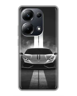 Чехол для Xiaomi POCO M6 Pro с картинкой «Lamborghini симметрия дорог»