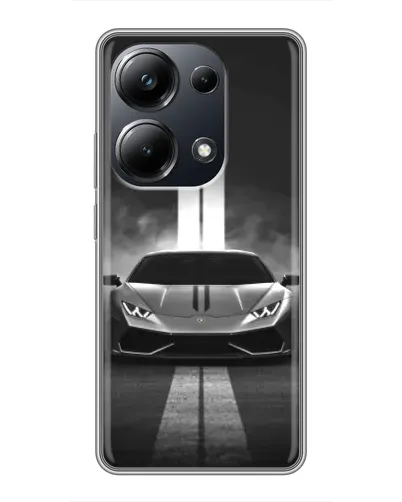 Чехол для Xiaomi POCO M6 Pro с картинкой «Lamborghini симметрия дорог»