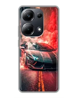 Чехол для Xiaomi POCO M6 Pro с картинкой «Lamborghini красный дым»
