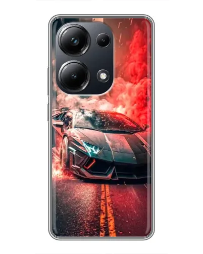 Чехол для Xiaomi POCO M6 Pro с картинкой «Lamborghini красный дым»