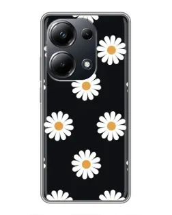 Чехол для Xiaomi POCO M6 Pro с картинкой «Ромашки на черном»