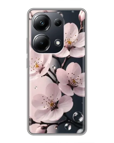 Чехол для Xiaomi POCO M6 Pro с картинкой «Нежная сакура и капли» Чехол для Xiaomi POCO M6 Pro с картинкой «Нежная сакура и капли»