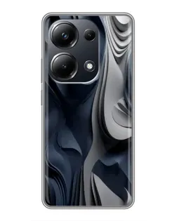 Чехол для Xiaomi POCO M6 Pro с картинкой «Объемные синие складки»