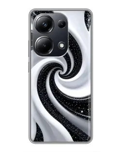 Чехол для Xiaomi POCO M6 Pro с картинкой «Черно-белая спираль»