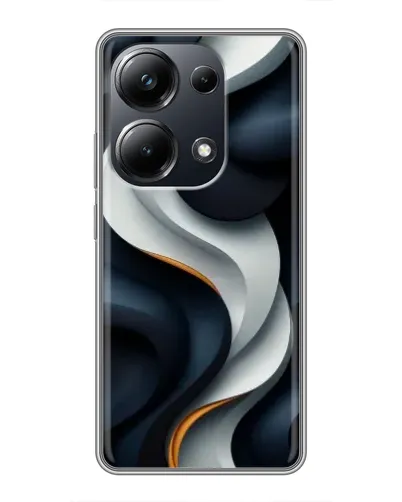 Чехол для Xiaomi POCO M6 Pro с картинкой «Объемные черно-белые ленты» Чехол для Xiaomi POCO M6 Pro с картинкой «Объемные черно-белые ленты»