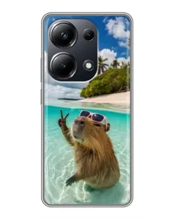 Чехол для Xiaomi POCO M6 Pro с картинкой «Капибара на море»