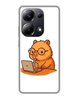 Чехол для Xiaomi POCO M6 Pro с картинкой «Капибара с ноутбуком»