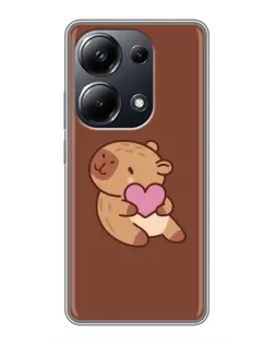 Чехол для Xiaomi POCO M6 Pro с картинкой «Капибара с сердцем»