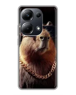 Чехол для Xiaomi POCO M6 Pro с картинкой «Капибара золотая цепь»
