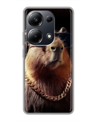 Чехол для Xiaomi POCO M6 Pro с картинкой «Капибара золотая цепь»