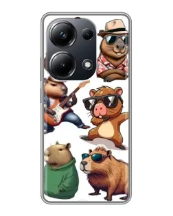 Чехол для Xiaomi POCO M6 Pro с картинкой «Крутые капибары музыканты»