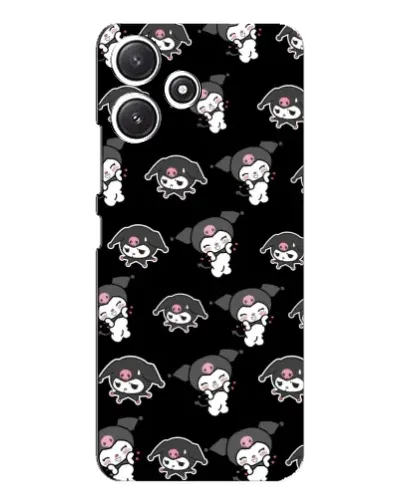 Чехол для Xiaomi POCO M6 с картинкой «Черный паттерн Kuromi»