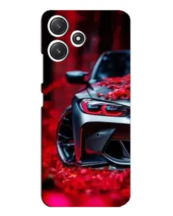 Чехол для Xiaomi POCO M6 с картинкой «Спортивная BMW и цветы»