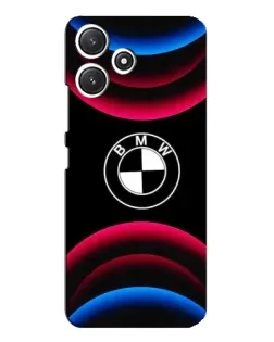 Чехол для Xiaomi POCO M6 с картинкой «Логотип BMW и неоновые дуги»