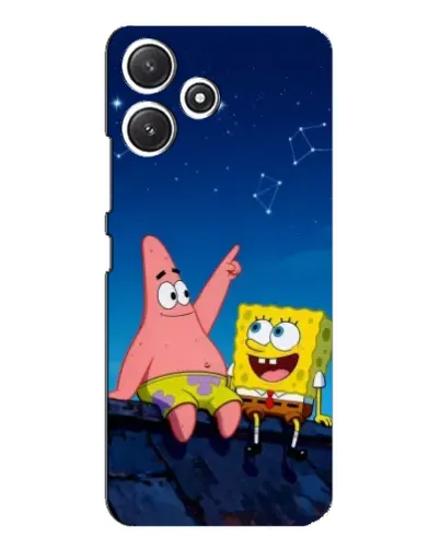 Чехол для Xiaomi POCO M6 с картинкой «Губка Боб и Патрик ночью»