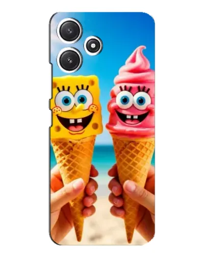 Чехол для Xiaomi POCO M6 с картинкой «Спанч Боб мороженое»