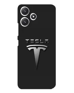 Чохол для Xiaomi POCO M6 з картинкою «Сталевий логотип Tesla»