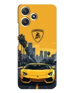 Чохол для Xiaomi POCO M6 з картинкою «Жовтий Lamborghini місто»