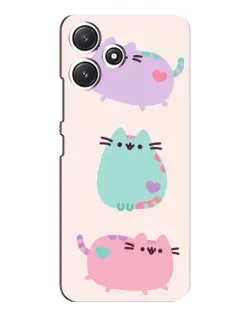 Чехол для Xiaomi POCO M6 с картинкой «Pusheen трио»