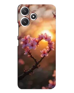 Чехол для Xiaomi POCO M6 с картинкой «Розовый цвет сердце на фоне заката»