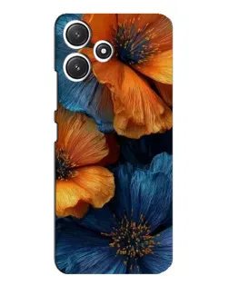 Чехол для Xiaomi POCO M6 с картинкой «Яркая сине-оранжевая флора»