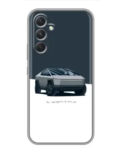 Чехол для Xiaomi Poco M7 Plus с картинкой «Серебристый Cybertruck Tesla»