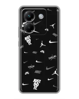Чехол для Xiaomi Poco M7 Pro 5G с картинкой «Nike Black Pattern» Чехол для Xiaomi Poco M7 Pro 5G с картинкой «Nike Black Pattern»